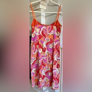 Nanette Lepore Floral Tie Front Sun Dress Red Orange Size 6/spots on front tie